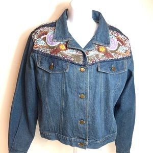 Vintage hand beaded denim jacket kk 88 des…